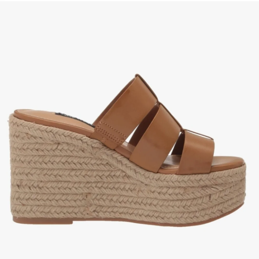 New w/o Box Nine West Keran 3 Vegan Leather Slip-On Espadrille Platform Wedge